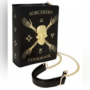 Sorcerer's Cookbook Crossbody Bag. 8" H x 6" W x 2"D Adjustable/detachable strap